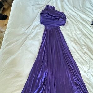 Butter by Nadia Eggplant Satin Wrap Maxi Dress